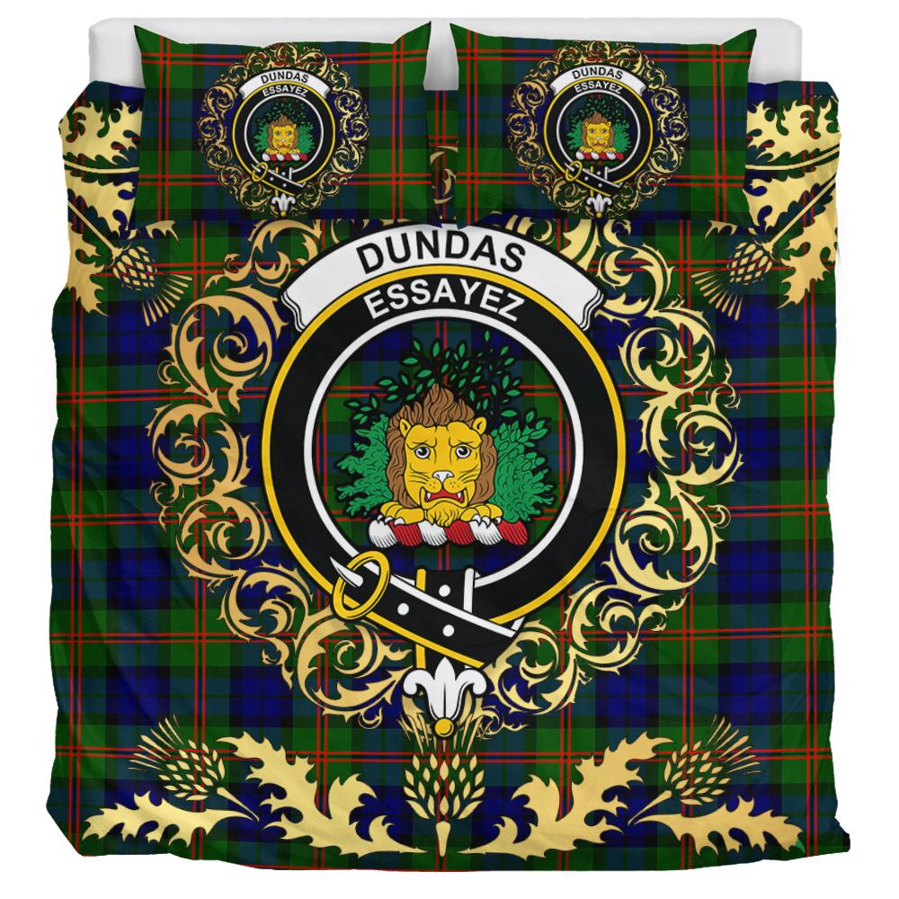 Dundas Modern 02 Tartan Crest Bedding Set - Golden Thistle Style