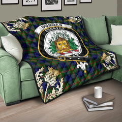 Dundas Modern 02 Tartan Crest Premium Quilt - Gold Thistle Style