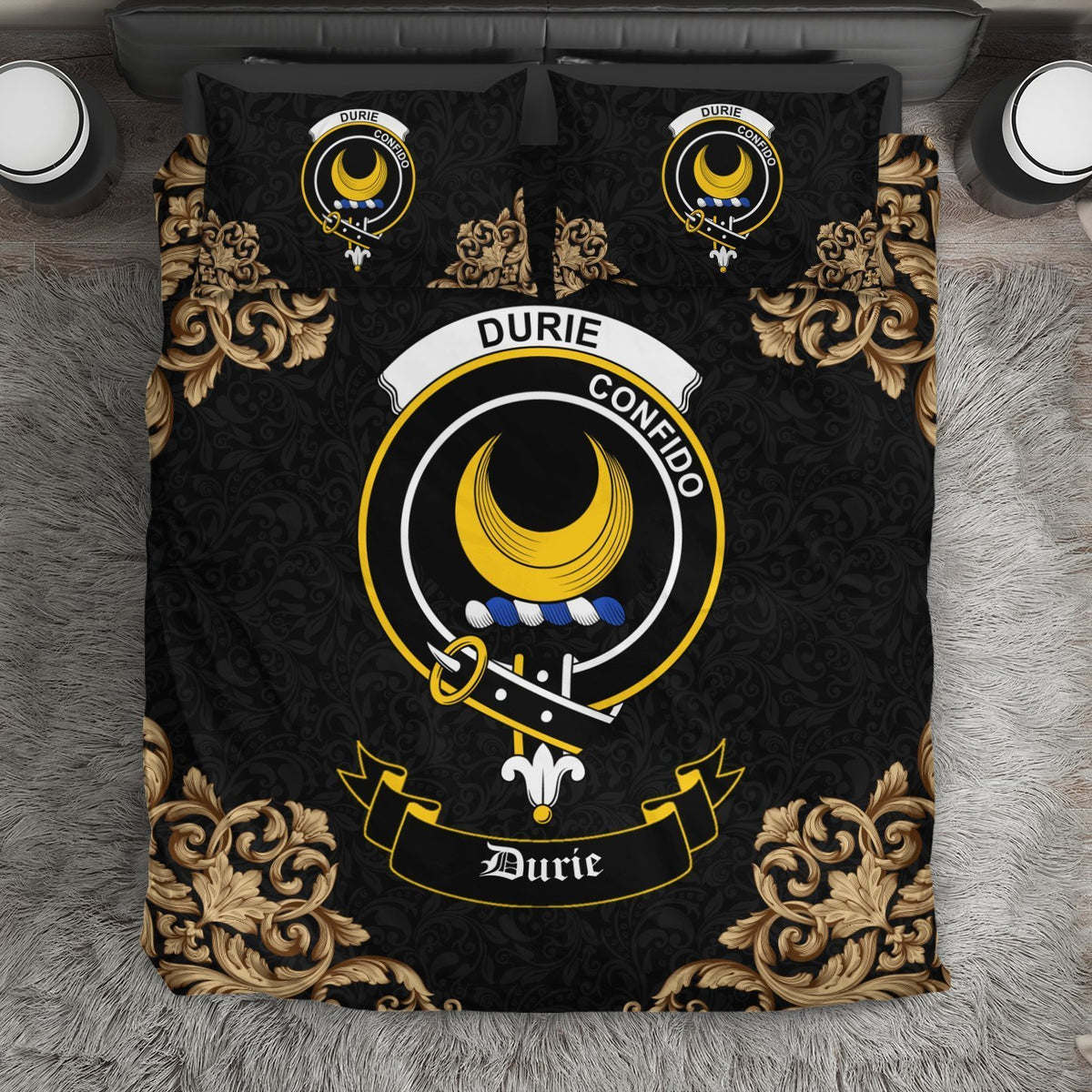 Durie Crest Black Bedding Set