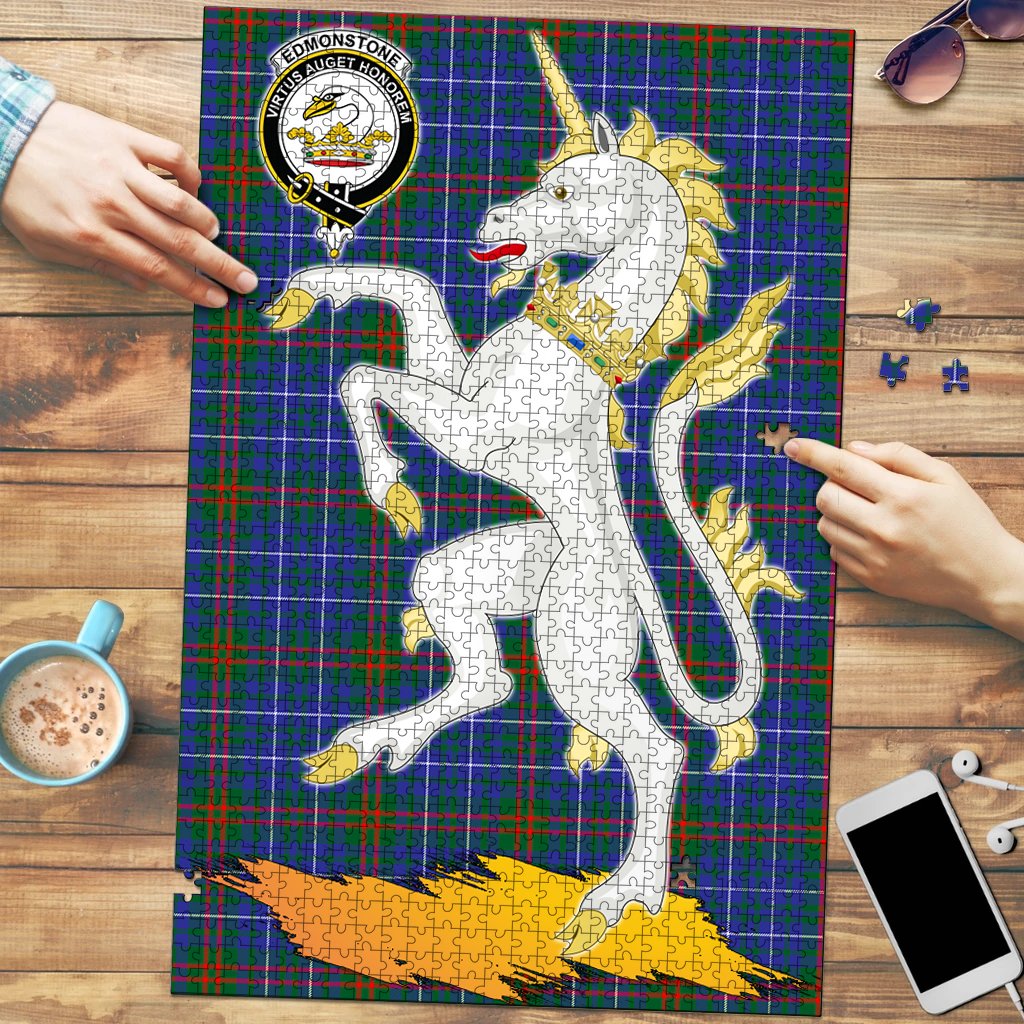 Edmonstone Tartan Crest Unicorn Scotland Jigsaw Puzzles
