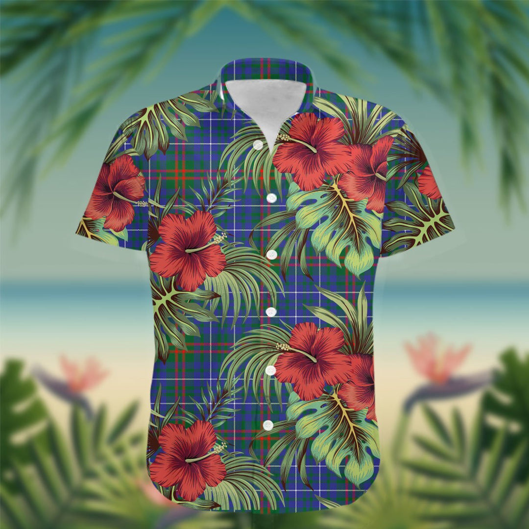 Elphinstone Tartan Hawaiian Shirt Hibiscus, Coconut, Parrot, Pineapple - Tropical Garden Shirt