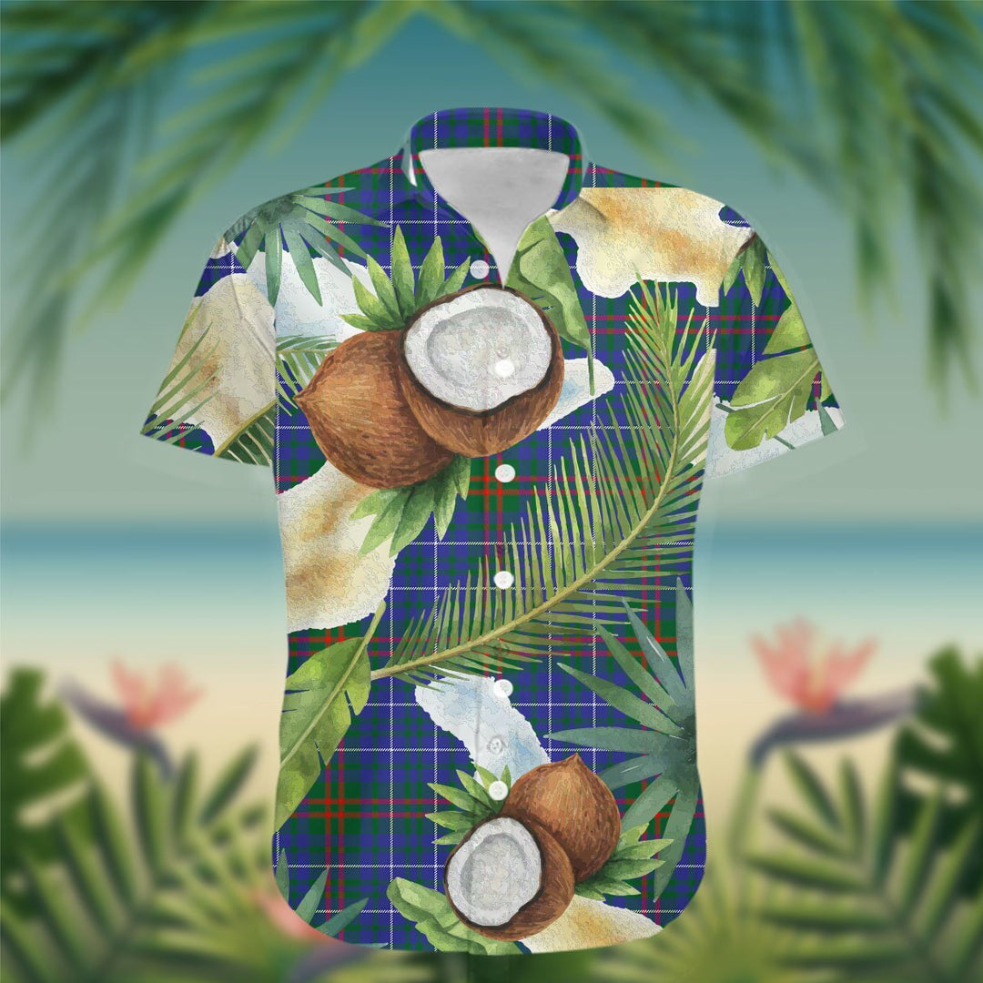 Elphinstone Tartan Hawaiian Shirt Hibiscus, Coconut, Parrot, Pineapple - Tropical Garden Shirt