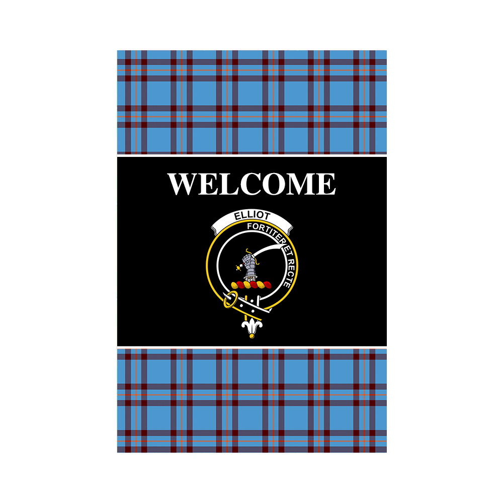 Elliot Ancient Tartan Crest Black Garden Flag