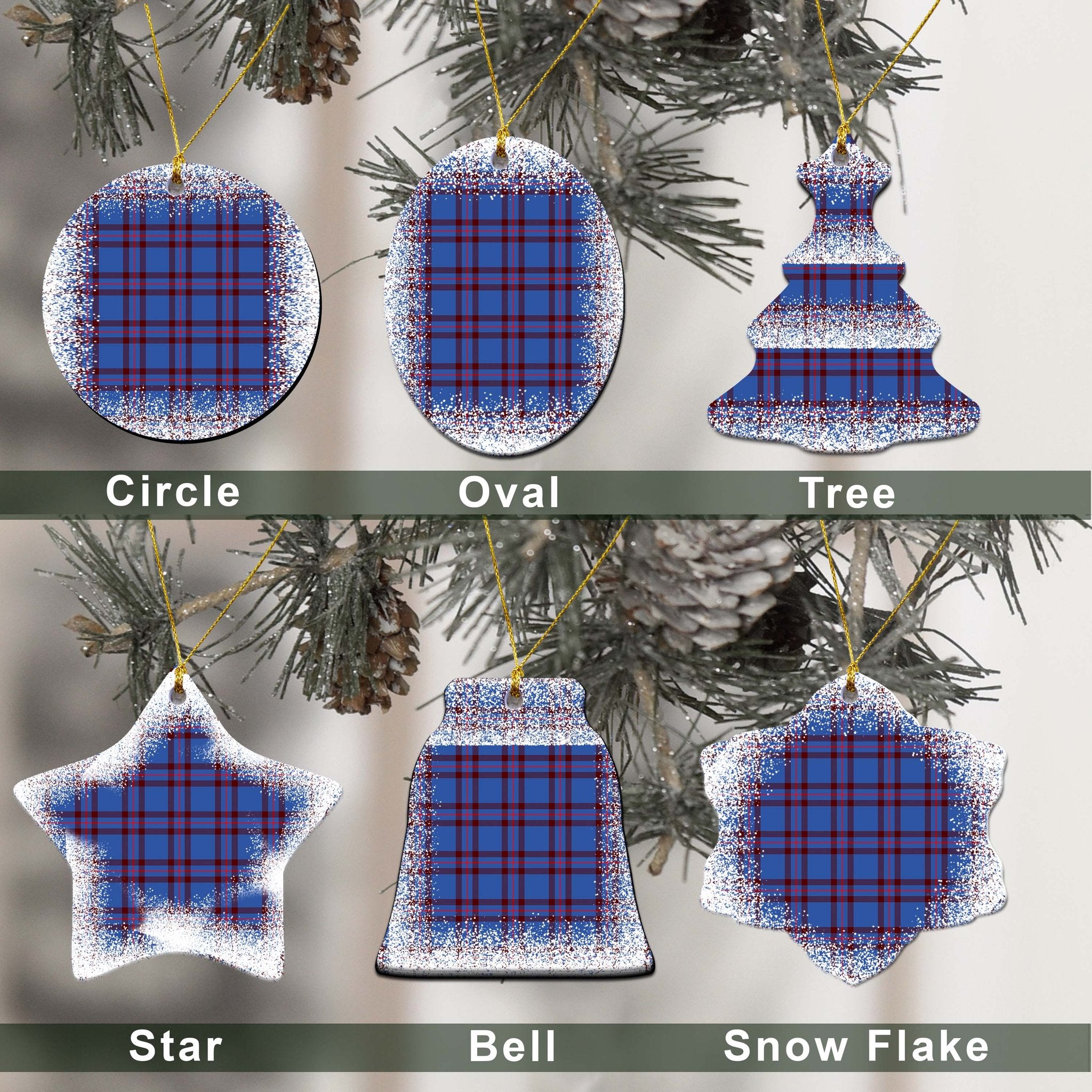 Elliot Tartan Christmas Ceramic Ornament - Snow Style