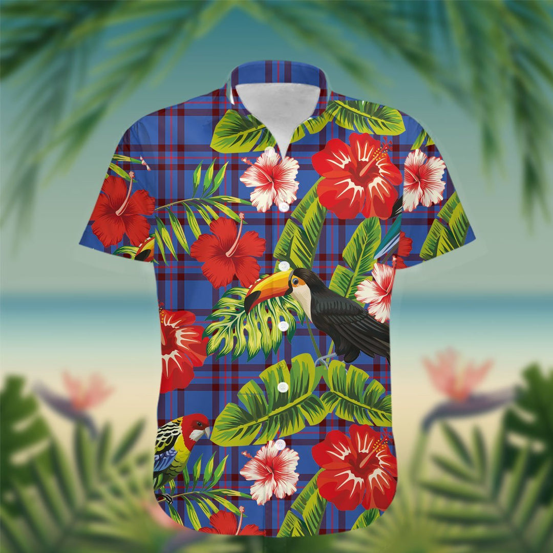 Elliot Tartan Hawaiian Shirt Hibiscus, Coconut, Parrot, Pineapple - Tropical Garden Shirt
