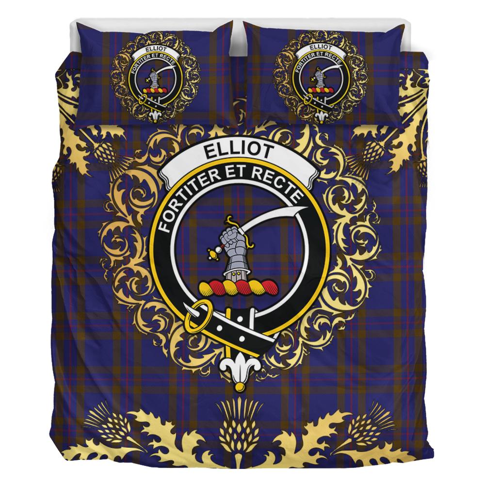 Elliot Tartan Crest Bedding Set - Golden Thistle Style