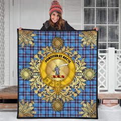 Elliot Ancient Tartan Crest Premium Quilt - Gold Thistle Style