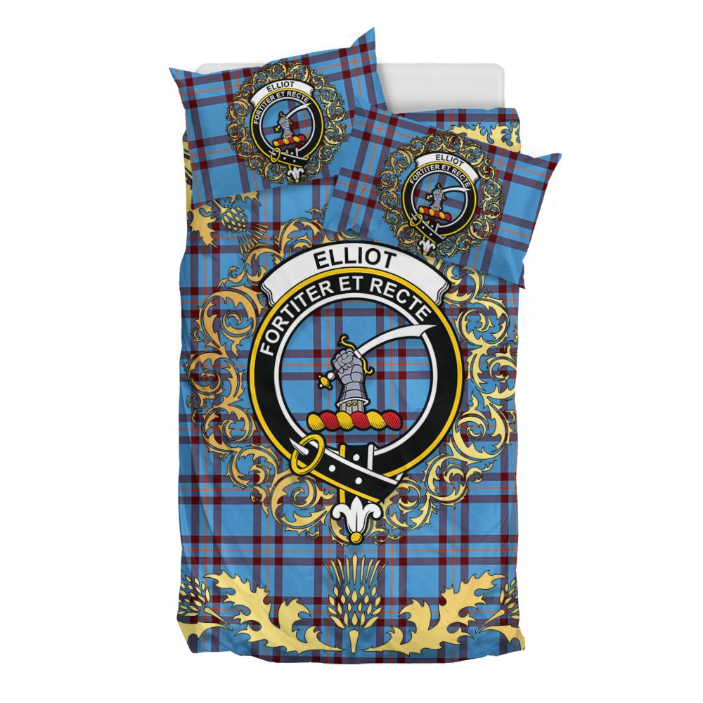 Elliot Ancient Tartan Crest Bedding Set - Golden Thistle Style