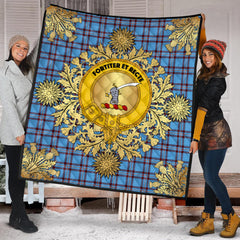 Elliot Ancient Tartan Crest Premium Quilt - Gold Thistle Style