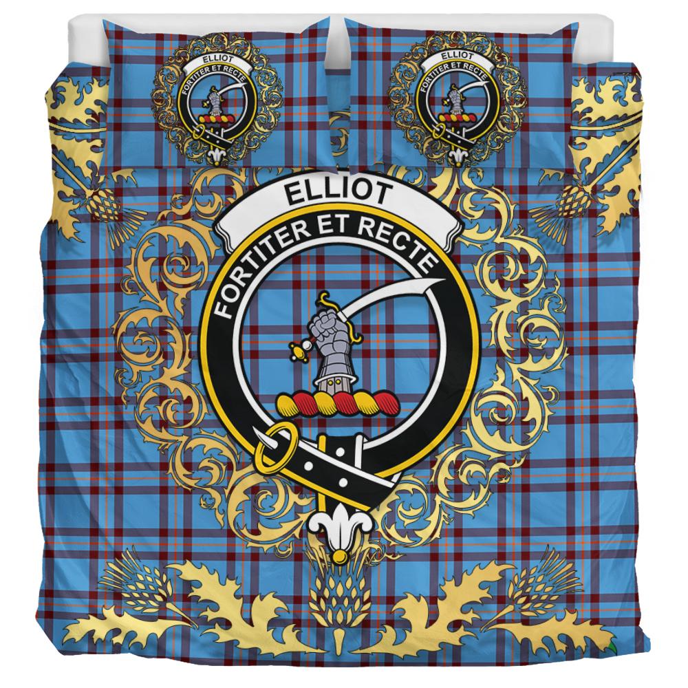 Elliot Ancient Tartan Crest Bedding Set - Golden Thistle Style