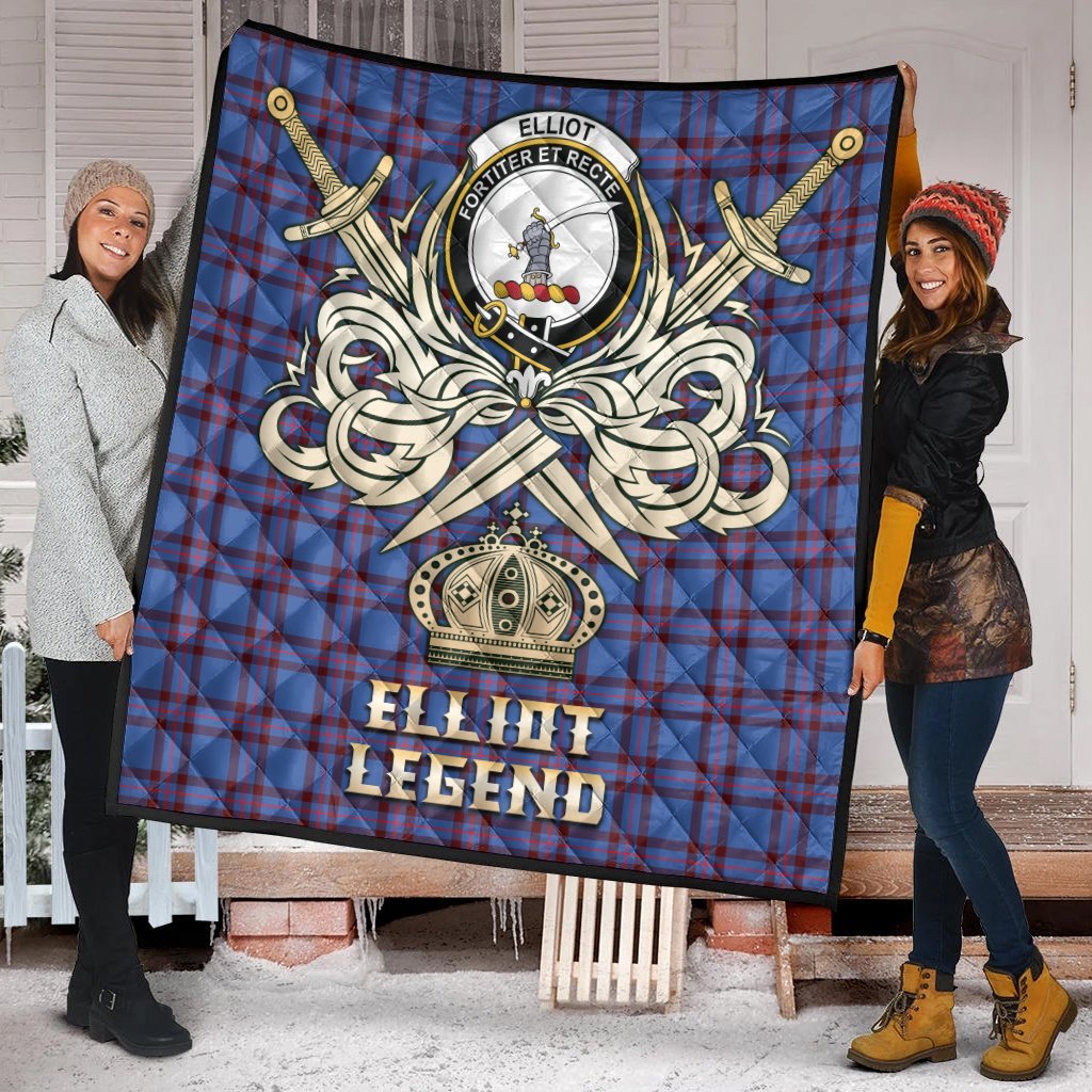 Elliot Modern Tartan Crest Legend Gold Royal Premium Quilt