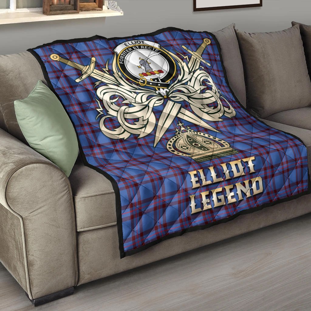 Elliot Modern Tartan Crest Legend Gold Royal Premium Quilt