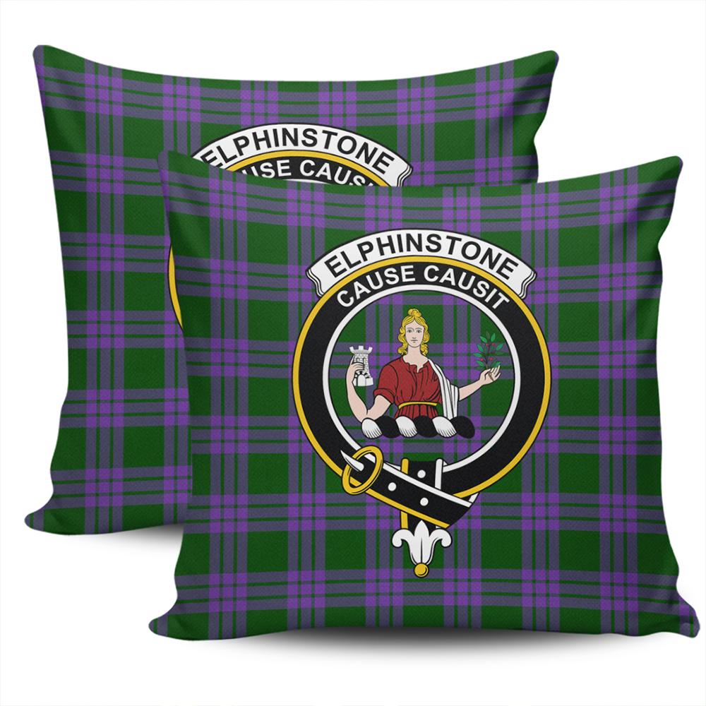 Scottish Elphinstone Tartan Crest Pillow Cover - Tartan Cushion Cover