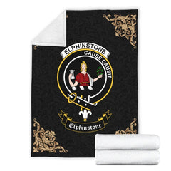 Elphinstone Crest Tartan Premium Blanket Black