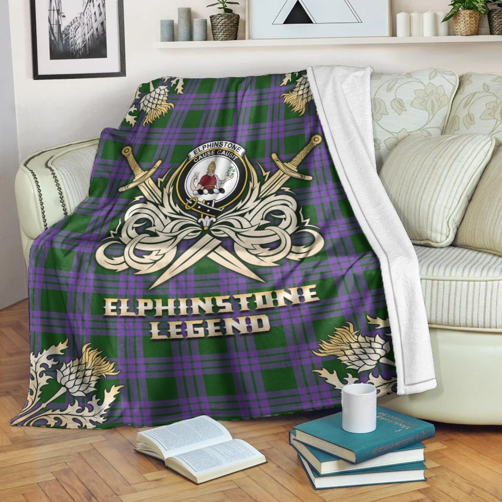 Elphinstone Tartan Gold Courage Symbol Blanket