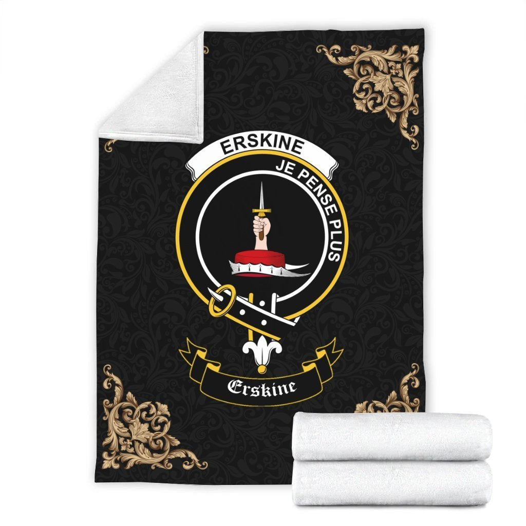 Erskine Crest Tartan Premium Blanket Black
