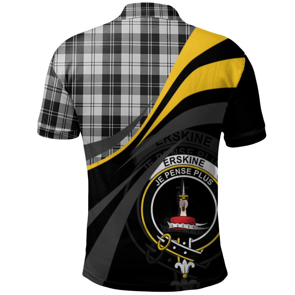 Erskine Black and White Tartan Polo Shirt - Royal Coat Of Arms Style