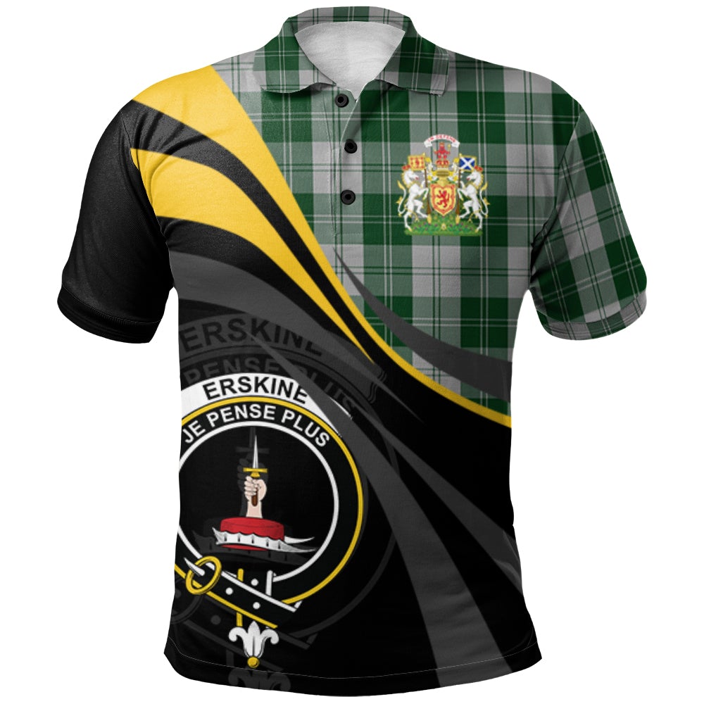 Erskine Green Tartan Polo Shirt - Royal Coat Of Arms Style