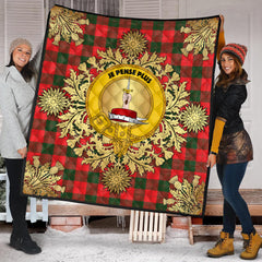 Erskine Modern Tartan Crest Premium Quilt - Gold Thistle Style