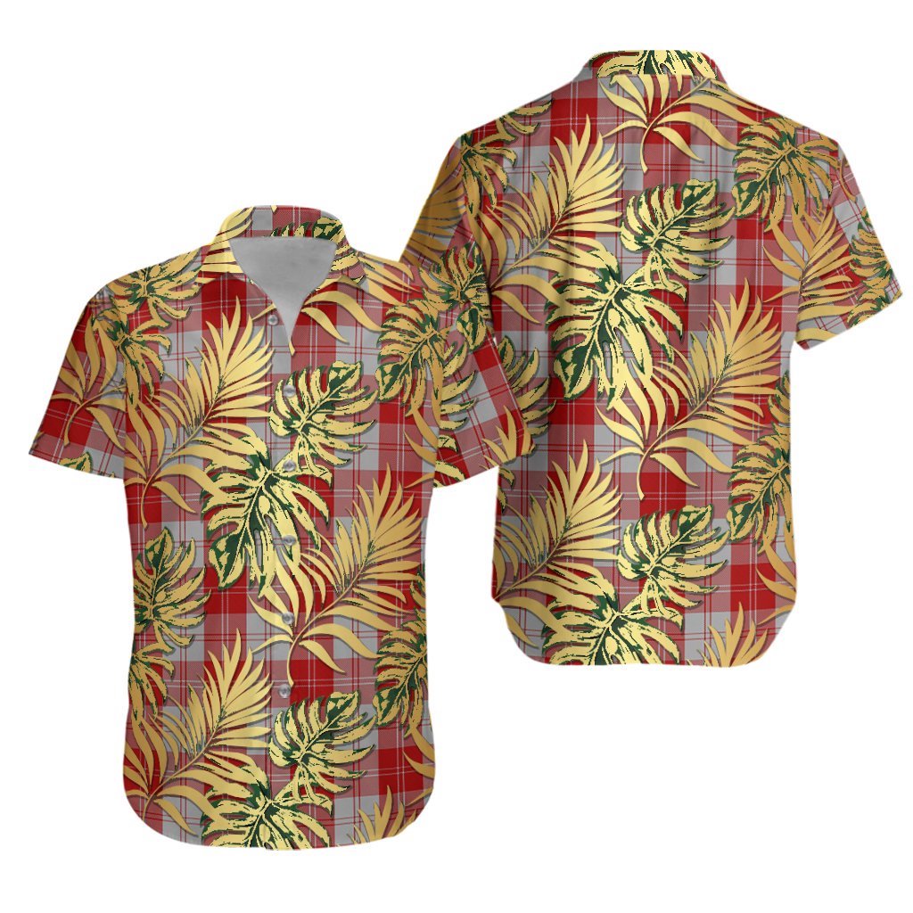 Erskine Red Tartan Vintage Leaves Hawaiian Shirt