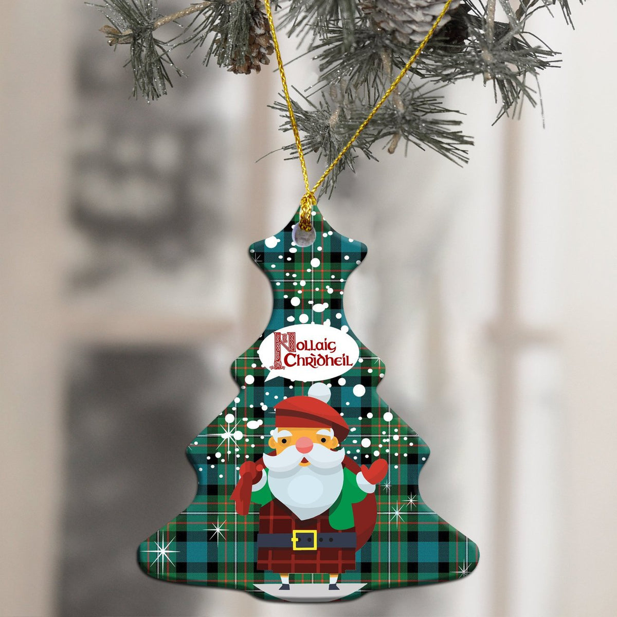 Ferguson Ancient Tartan Christmas Ceramic Ornament - Santa Style