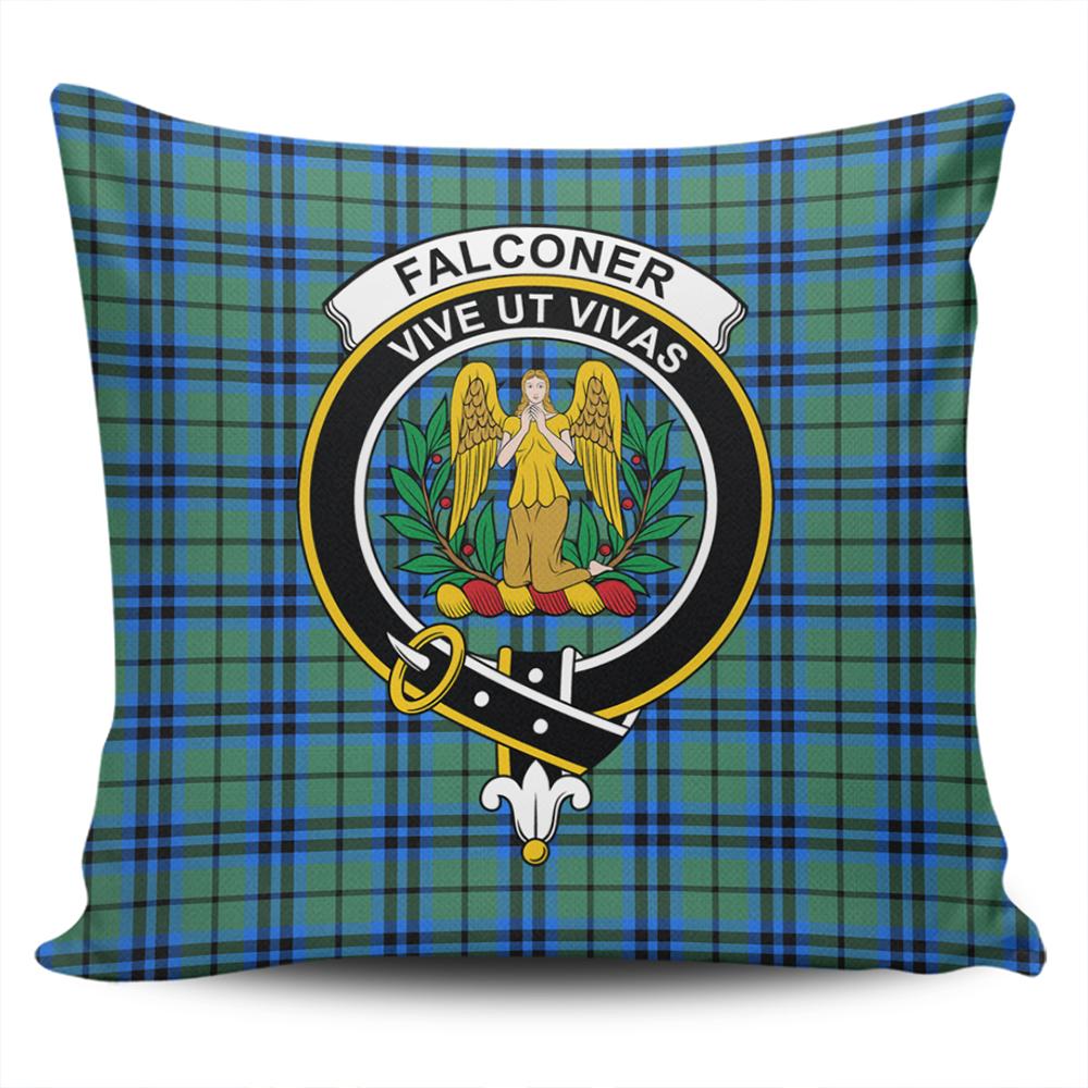 Scottish Falconer Tartan Crest Pillow Cover - Tartan Cushion Cover
