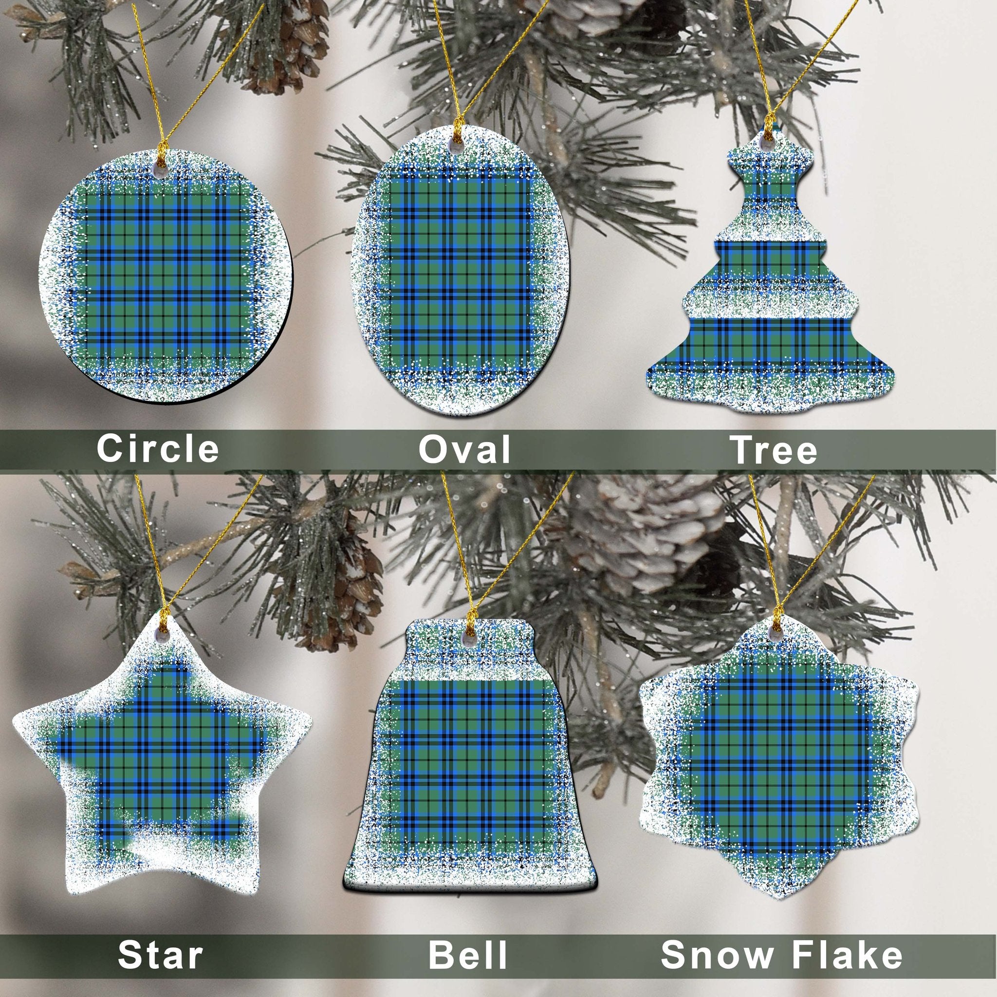 Falconer Tartan Christmas Ceramic Ornament - Snow Style