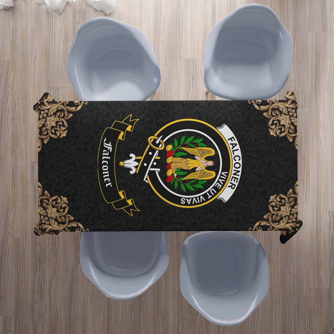 Falconer Crest Tablecloth - Black Style