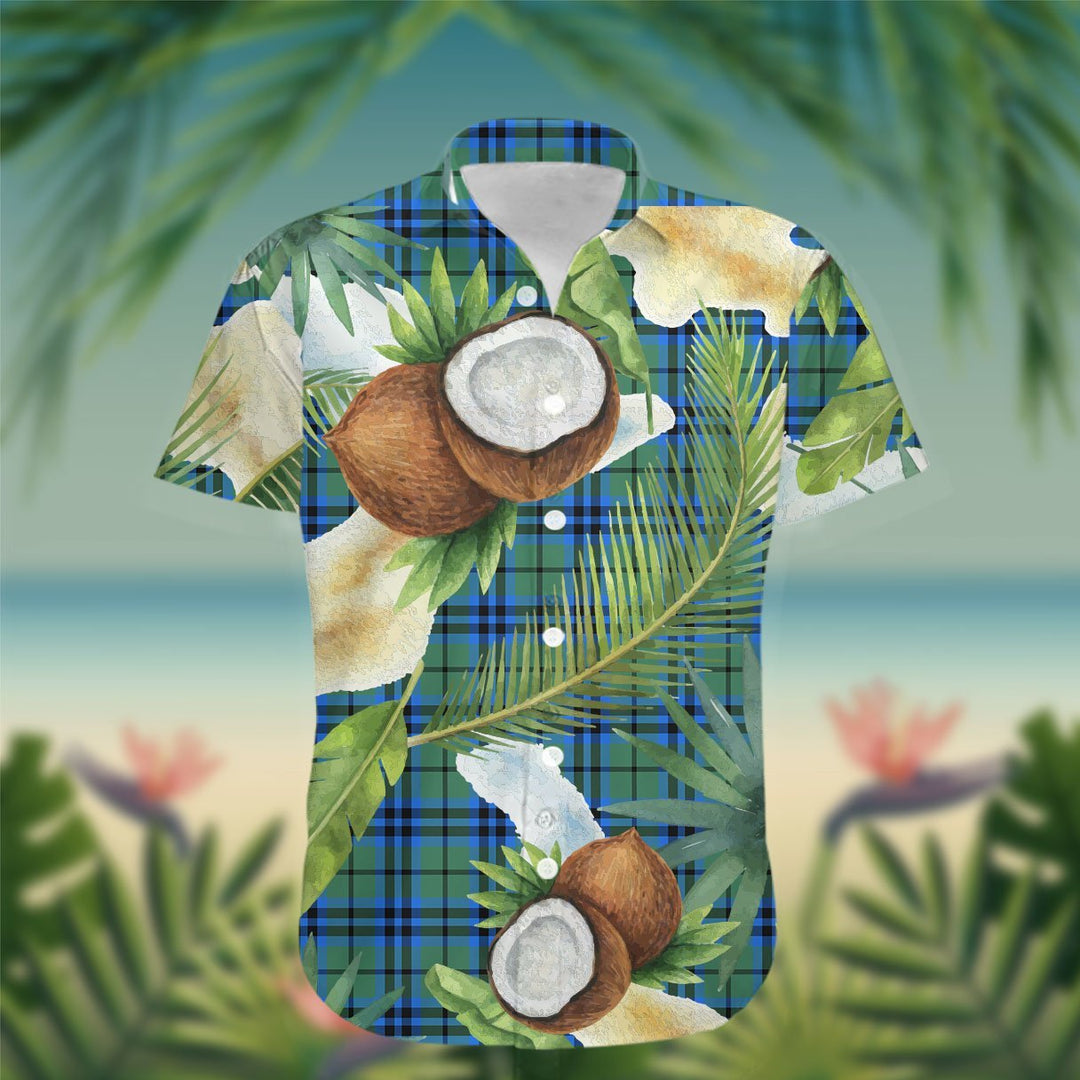 Falconer Tartan Hawaiian Shirt Hibiscus, Coconut, Parrot, Pineapple - Tropical Garden Shirt