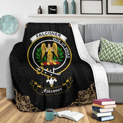 Falconer Crest Tartan Premium Blanket Black