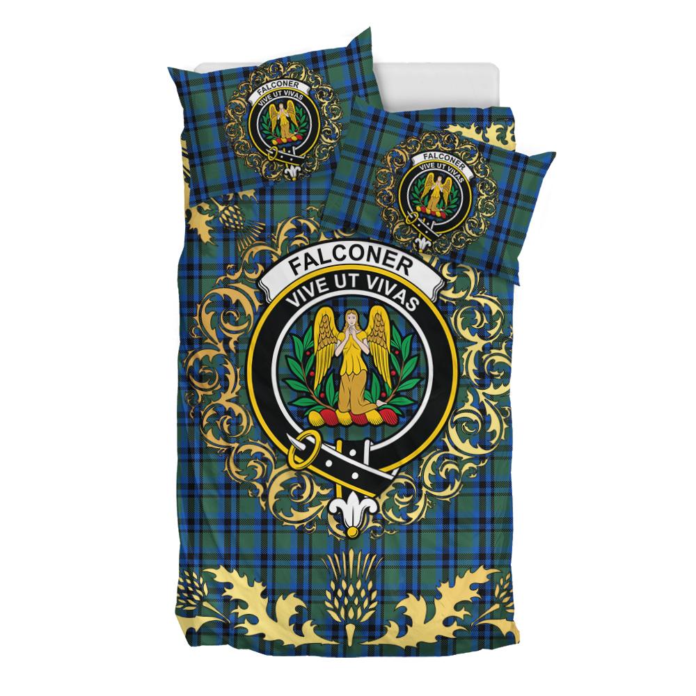 Falconer Tartan Crest Bedding Set - Golden Thistle Style