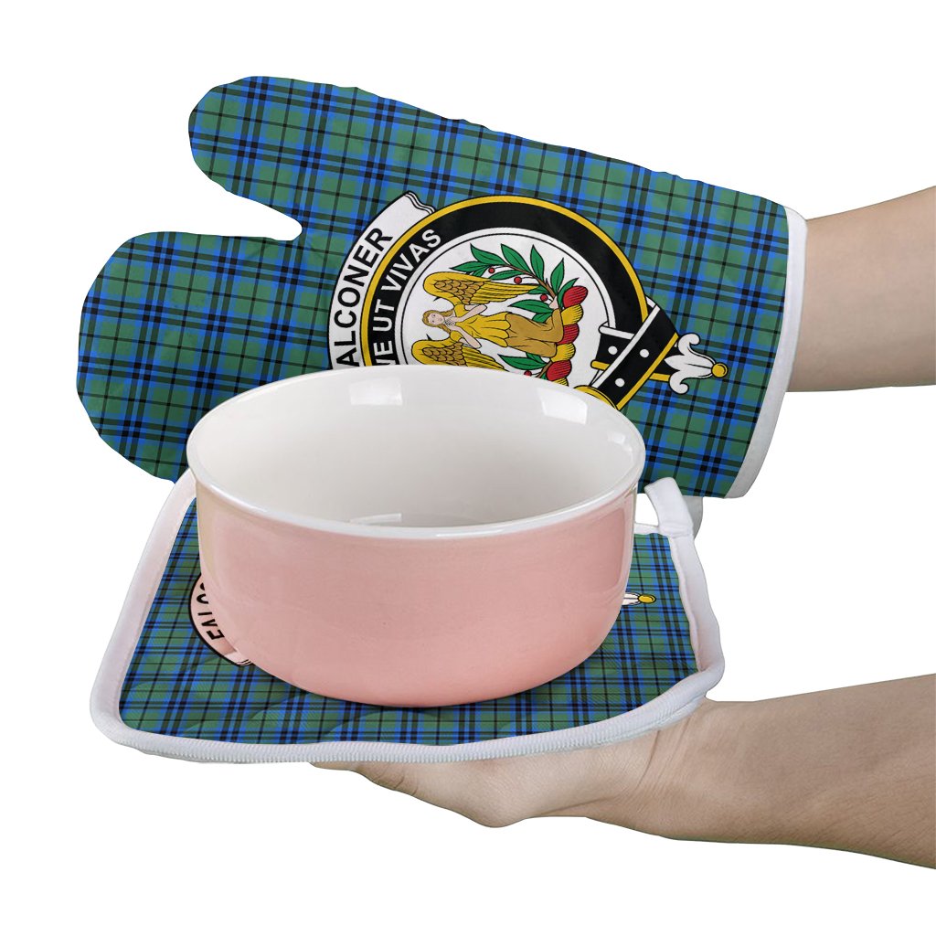 Falconer Tartan Crest Oven Mitt And Pot Holder (2 Oven Mitts + 1 Pot Holder)