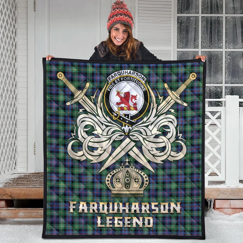 Farquharson Ancient Tartan Crest Legend Gold Royal Premium Quilt