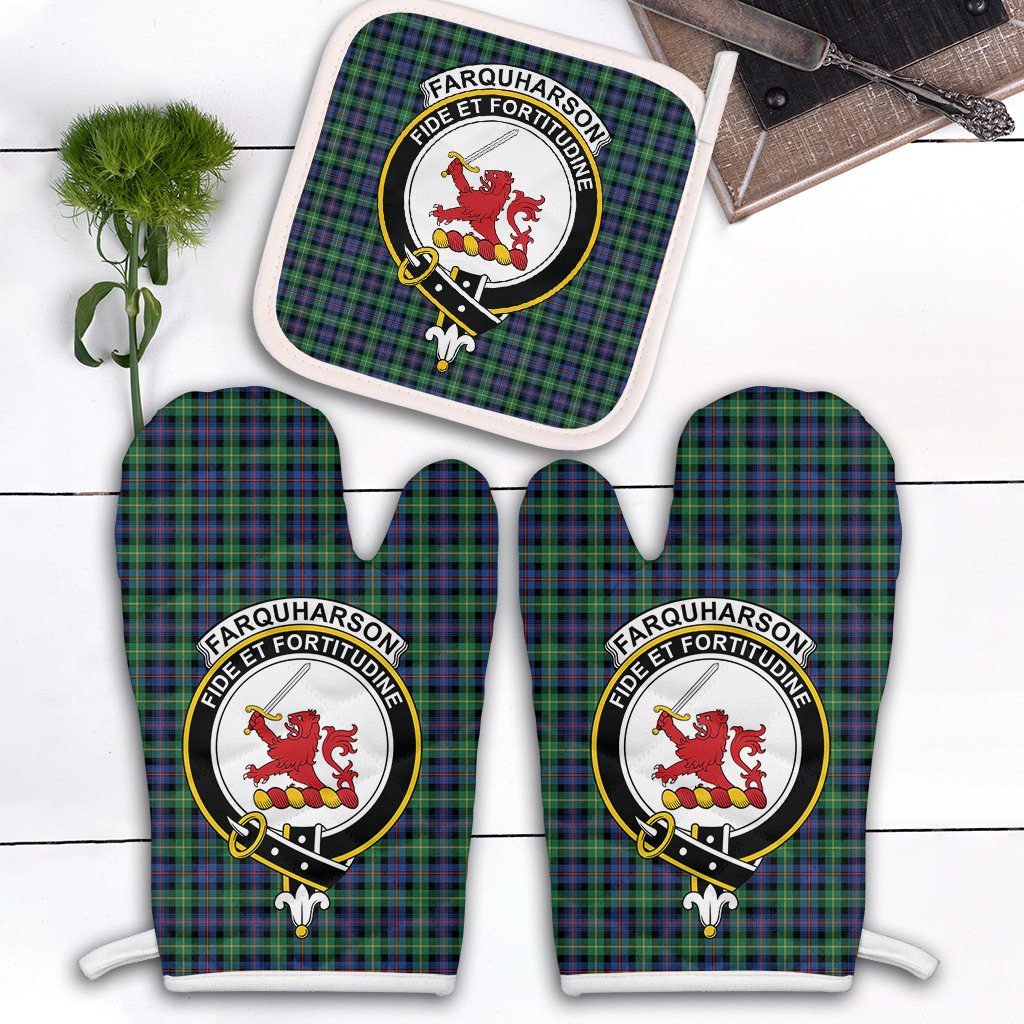 Farquharson Ancient Tartan Crest Oven Mitt And Pot Holder (2 Oven Mitts + 1 Pot Holder)