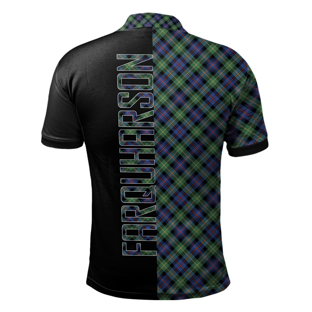 Farquharson Ancient Tartan Polo Shirt Half of Me - Cross Style