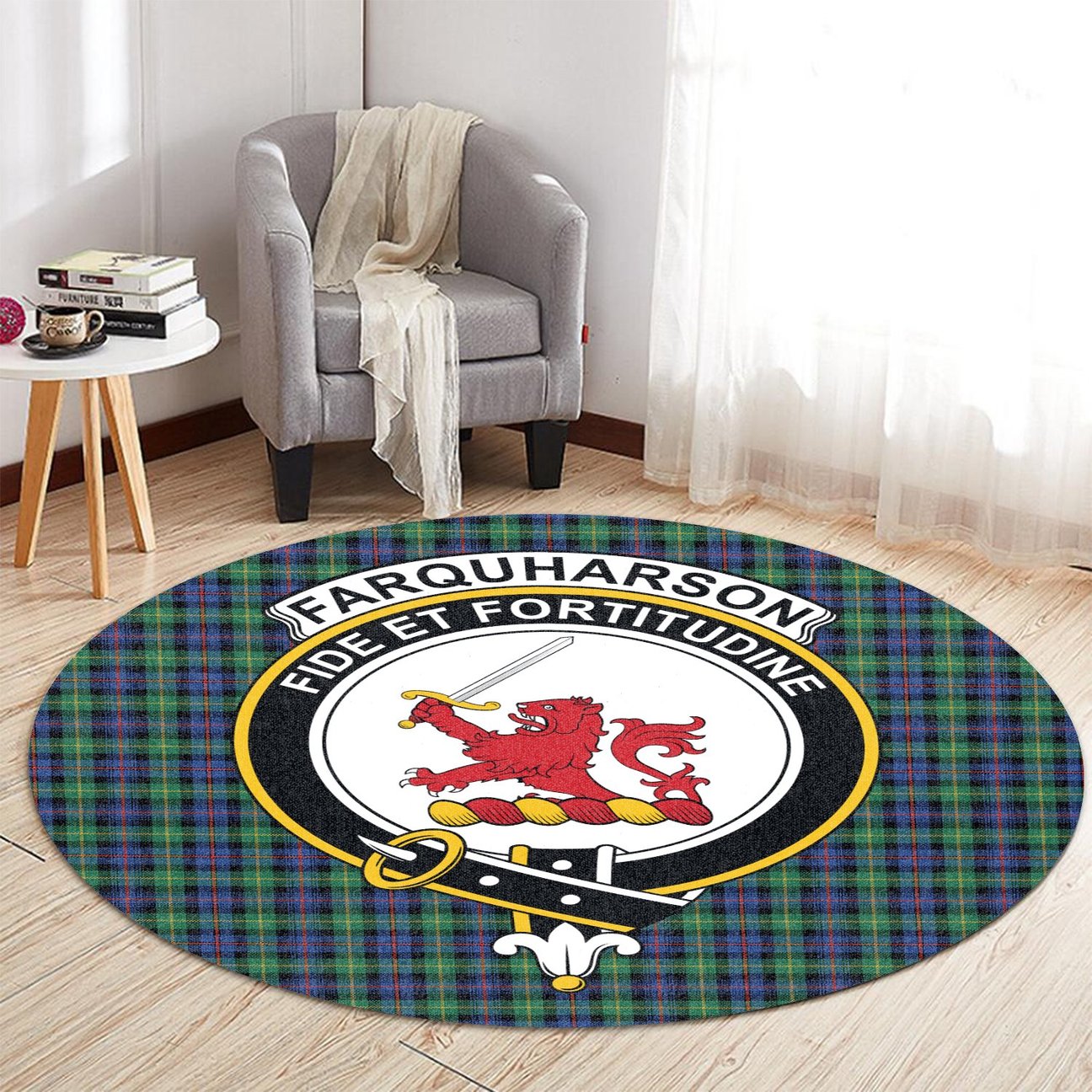 Farquharson Ancient Tartan Crest Round Rug