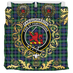 Farquharson Ancient Tartan Crest Bedding Set - Golden Thistle Style