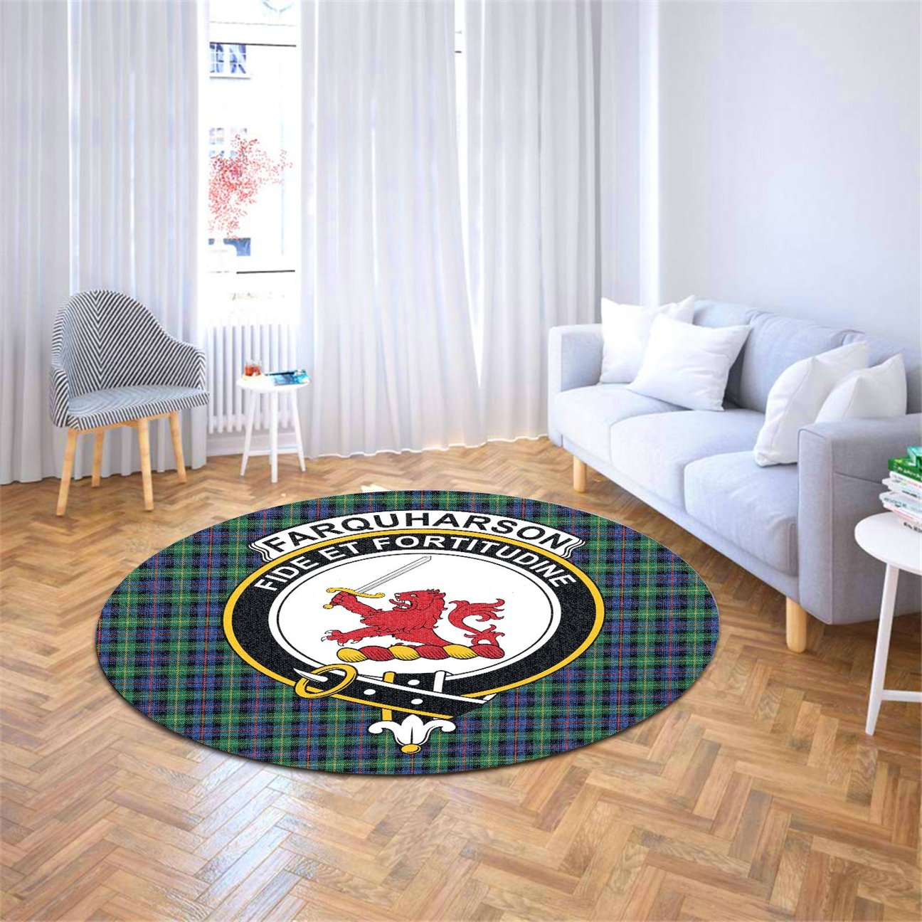 Farquharson Ancient Tartan Crest Round Rug