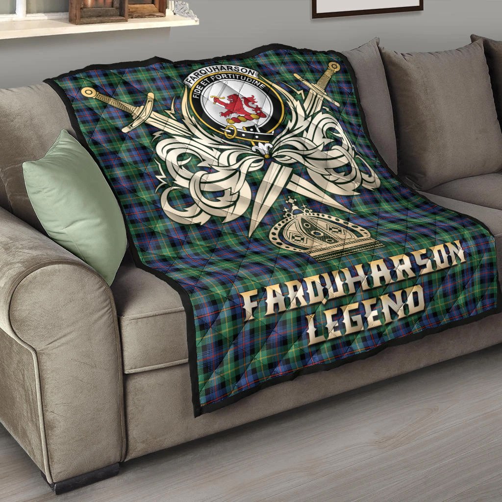 Farquharson Ancient Tartan Crest Legend Gold Royal Premium Quilt