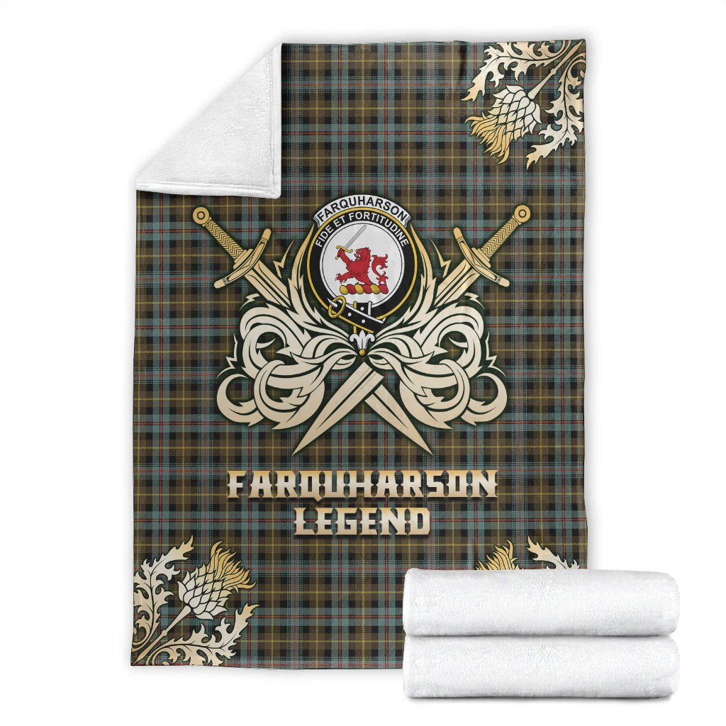 Farquharson Weathered Tartan Gold Courage Symbol Blanket
