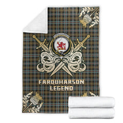 Farquharson Weathered Tartan Gold Courage Symbol Blanket