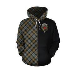 Farquharson Weathered Tartan Hoodie Half of Me - Cross Style