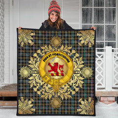 Ferguson Weathered Tartan Crest Premium Quilt - Gold Thistle Style