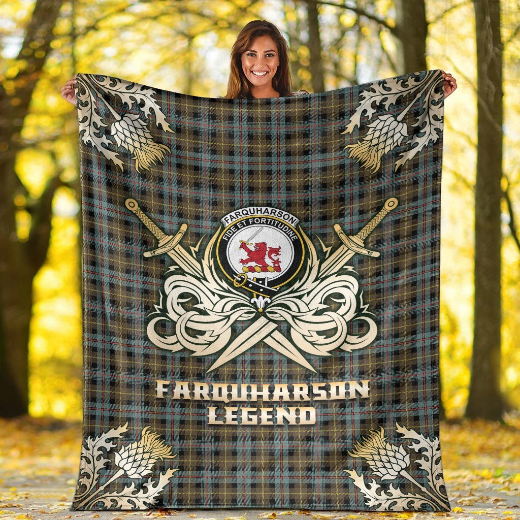 Farquharson Weathered Tartan Gold Courage Symbol Blanket