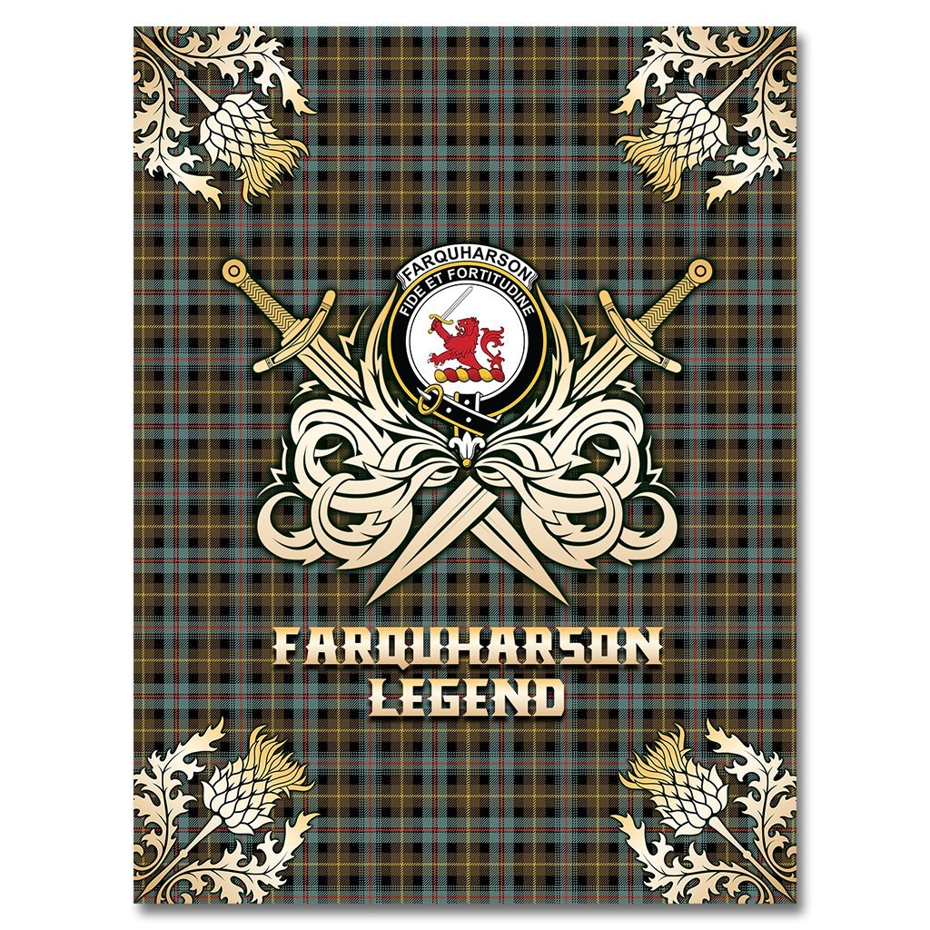 Farquharson Weathered Tartan Gold Courage Symbol Blanket