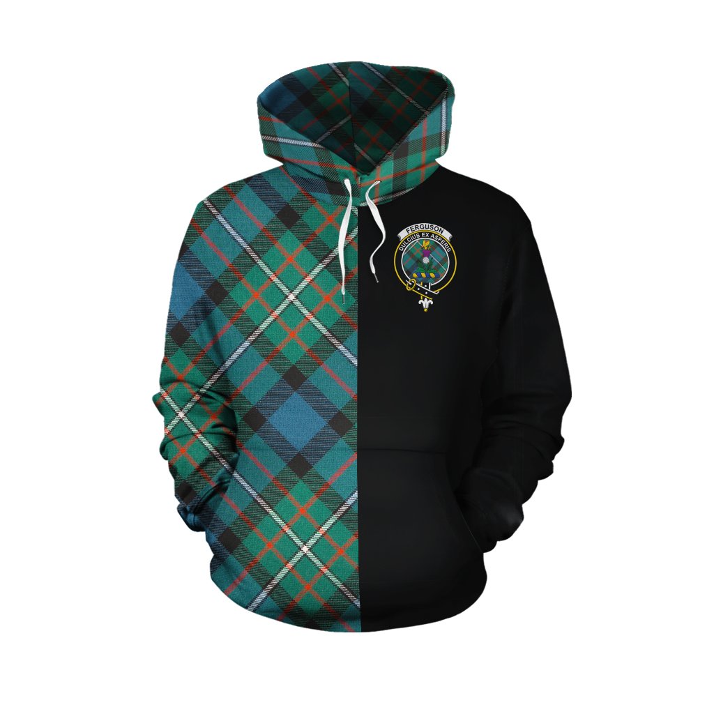 Ferguson Ancient Tartan Hoodie Half of Me - Cross Style