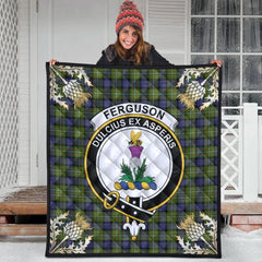 Ferguson Modern Tartan Crest Premium Quilt - Gold Thistle Style