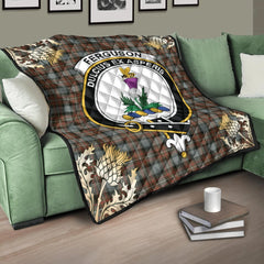 Ferguson Weathered Tartan Crest Premium Quilt - Gold Thistle Style