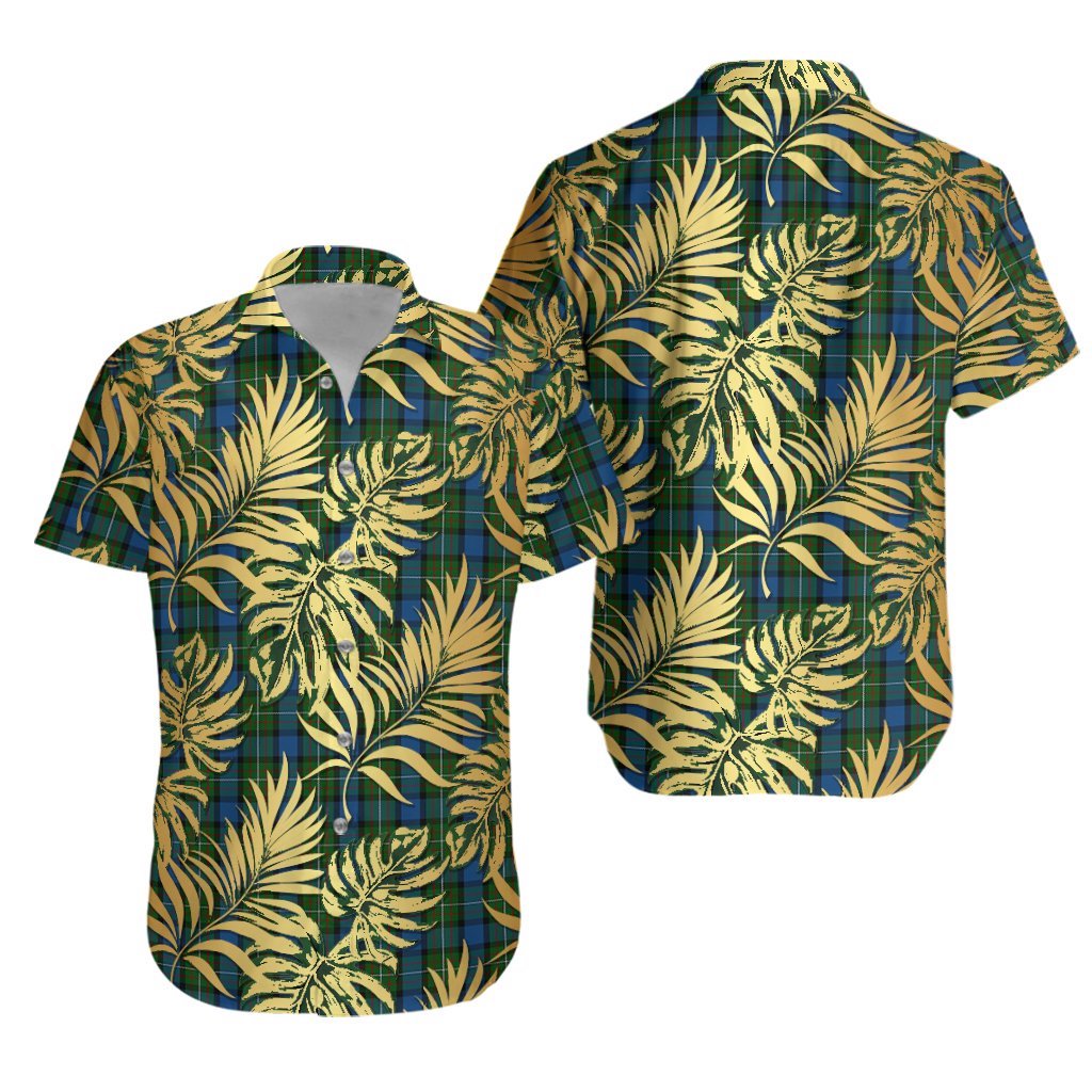 Ferguson of Atholl Clan Tartan Vintage Leaves Hawaiian Shirt