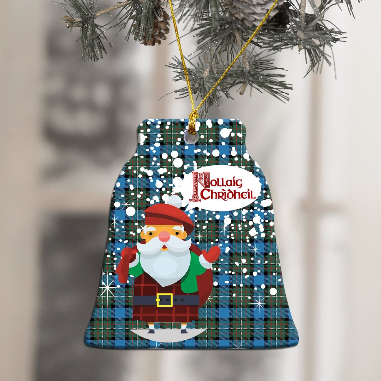 Fergusson Ancient Tartan Christmas Ceramic Ornament - Santa Style